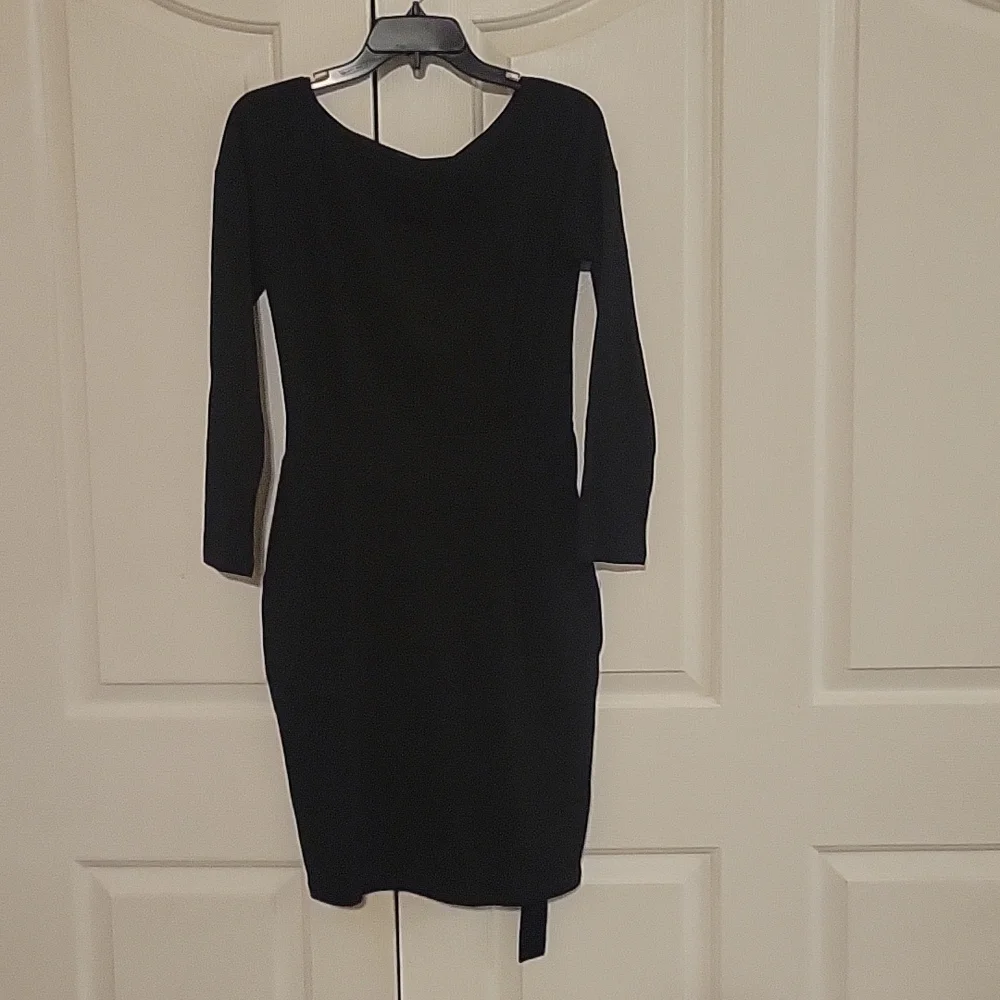 New Women's PrettyGarden Black Dress with pockets that ties in back. Size Medium - Picture 1 of 14